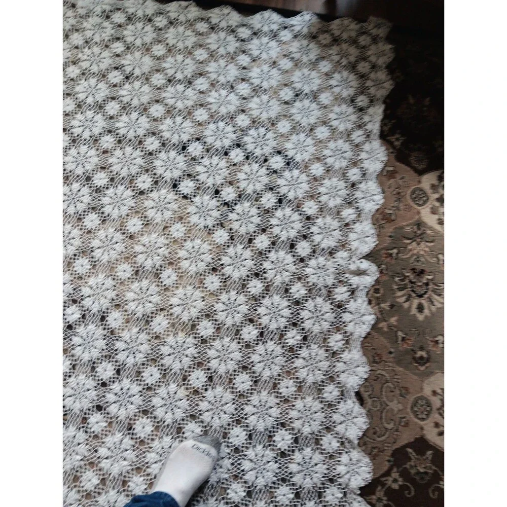 Vtg Hand Crochet Table Cloth  60